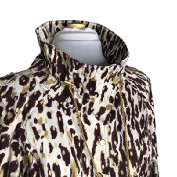 Just B Zip/Snap Drawstring Collar Animal Print Wide Sleeve Jacket Size L - Picture 4 of 12